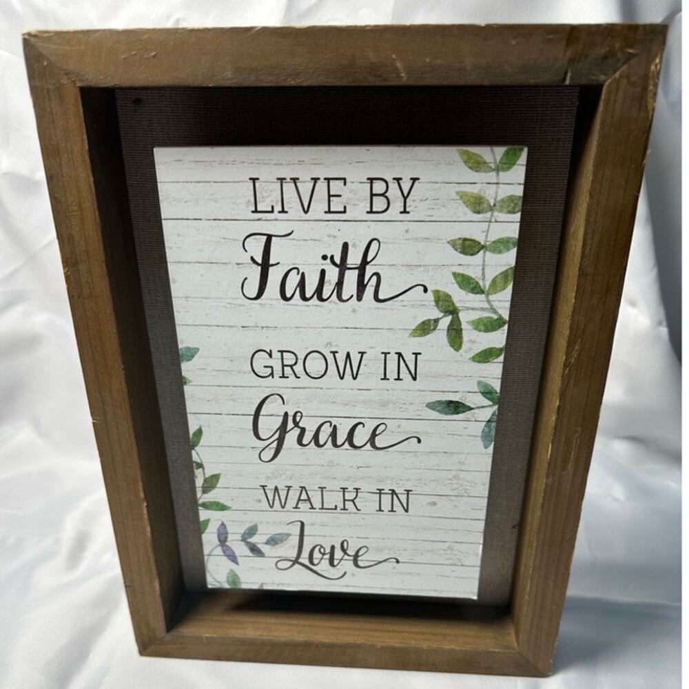 Better Homes & Gardens Live By Faith Grow In Grace Walk In Love Wood Sign